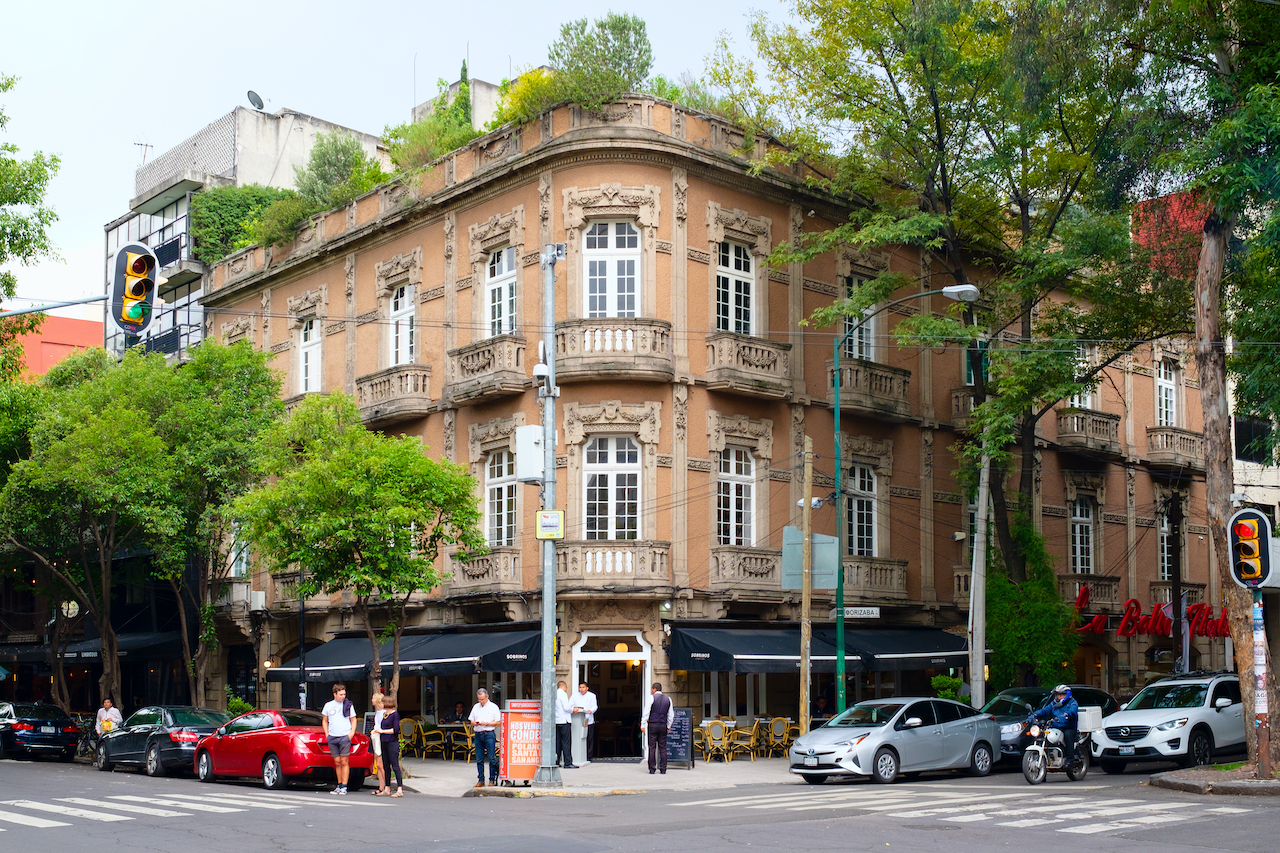 a car parked on a city street